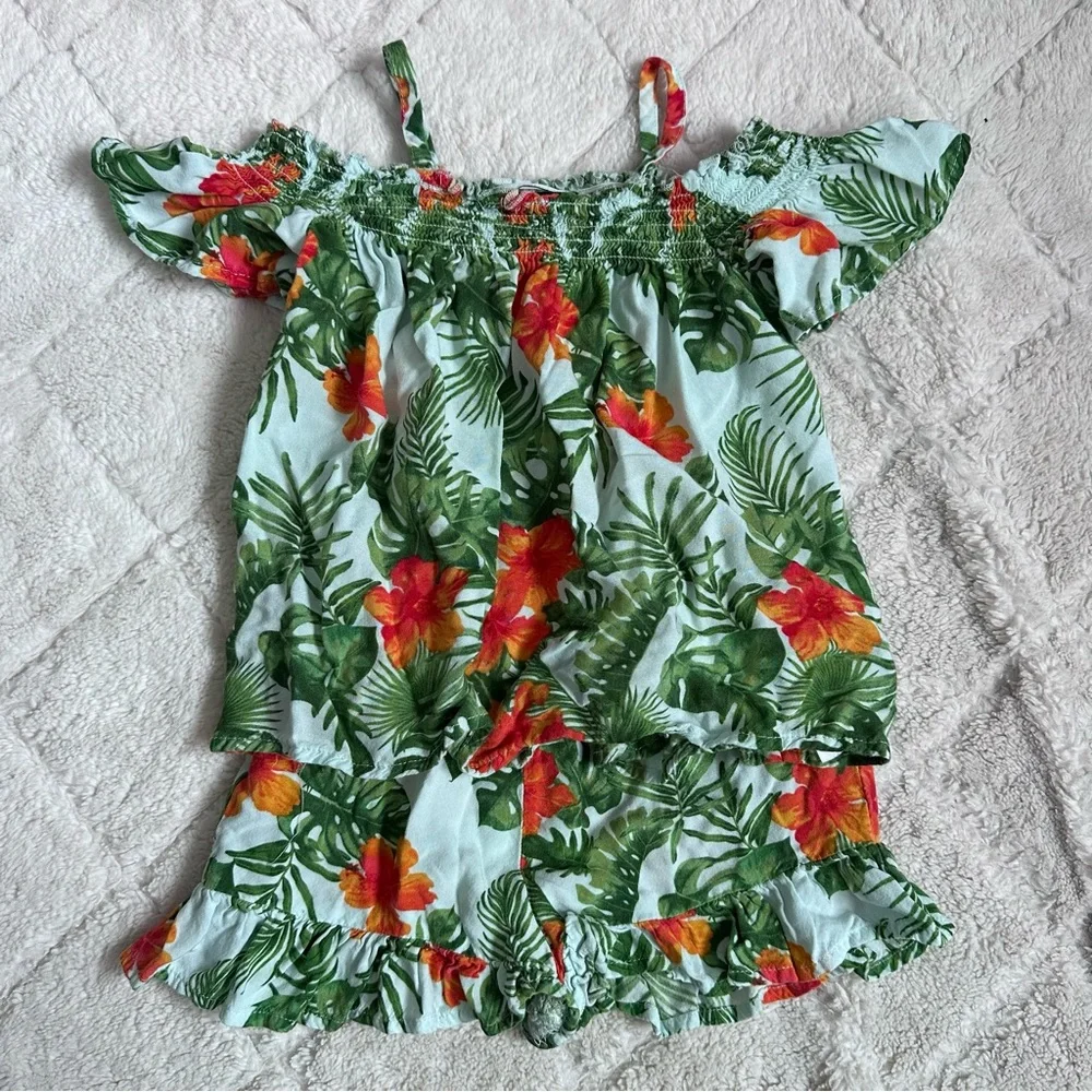 Art Class | Toddler Tropical Off The Shoulder Floral Blouse Set | Size 3T